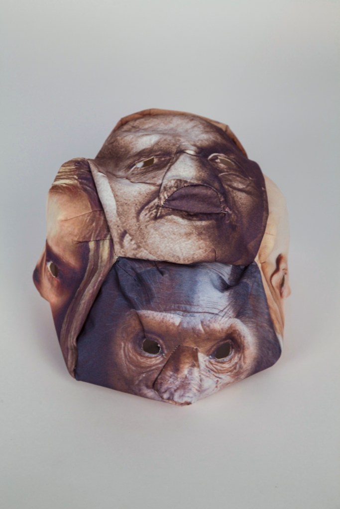 a handmade textile mask for the teaser of the head transplantation