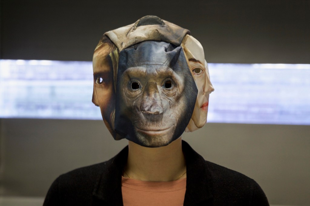 a handmade textile mask for the teaser of the head transplantation